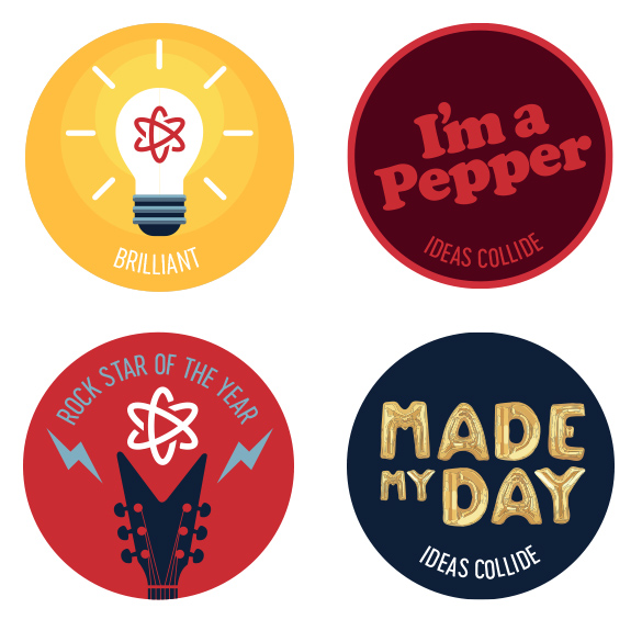 Brilliant, I'm a Pepper, Rock Star and Made my Day badges